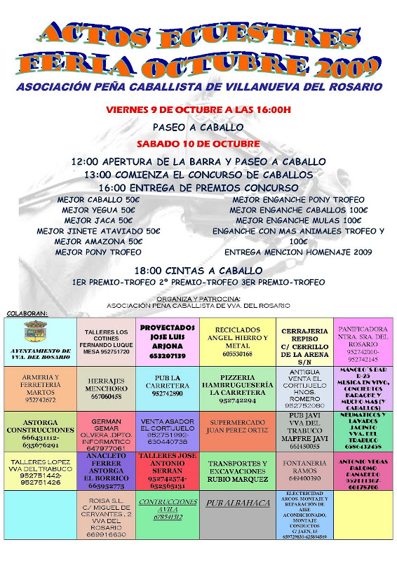 Cartel Actos Ecuestres Feria Octubre 2009